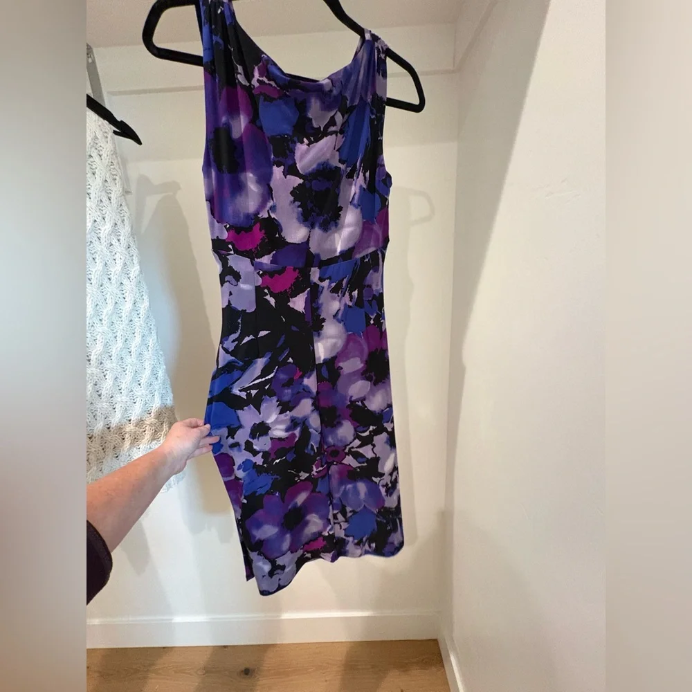 Lauren Ralph Lauren Purple and Black Floral Midi Dress - Picture 2 of 3